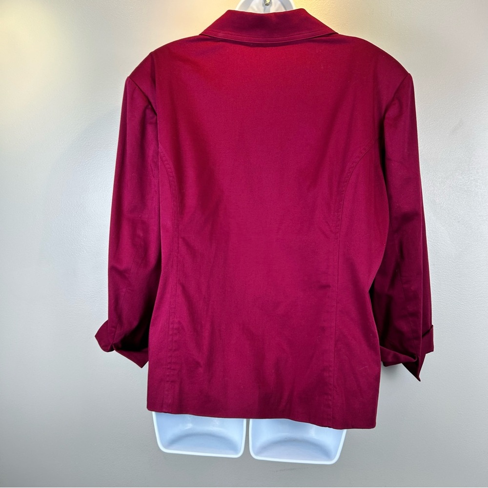 Chicos Blazer Jacket Womens 3 ~ XL Burgundy Maroon Lined 3/4 Sleeve Preppy‎ - Picture 3 of 10